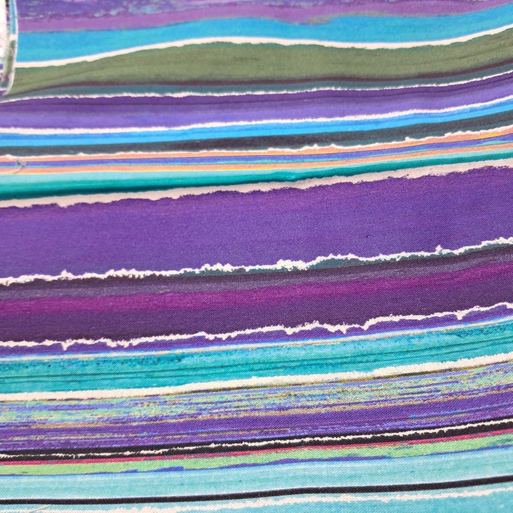 Heartscapes Paula‎ Nadelstern Cotton Fabric Purple Blue Stripe Half Yard
